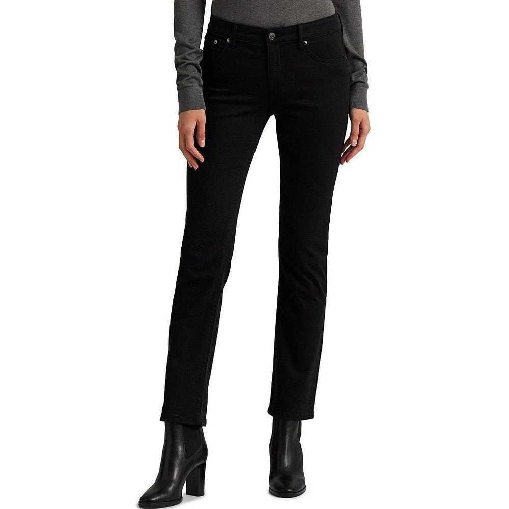 Lauren Ralph Lauren Jeans Womens 10x32 Premier Straight Leg Slim Denim Black NWT